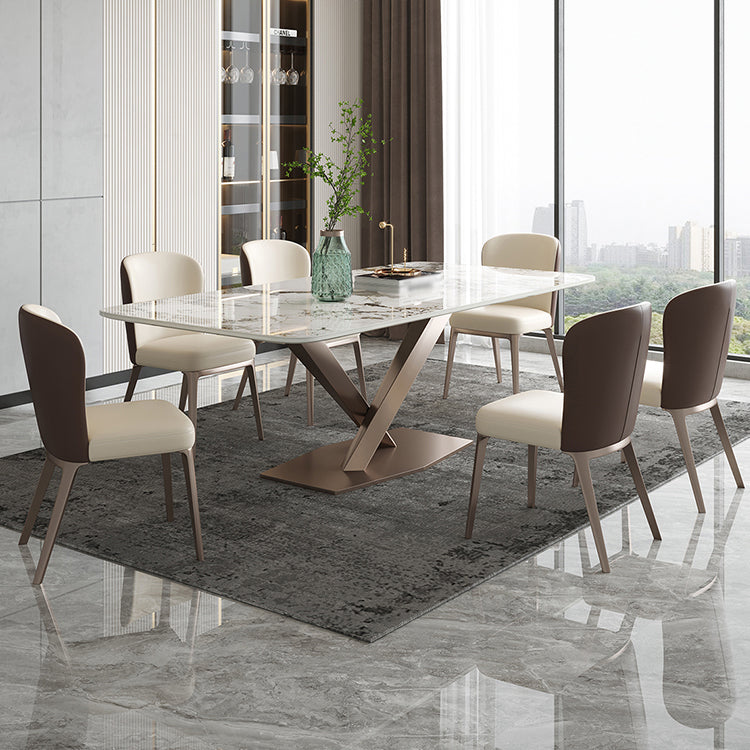 Metal Traditional Luxury Rectangle Indoor Table Sintered Stone Table with Pedestal Base Clearhalo ' dining_table' 'Dining Tables & Seating' 'Dining Tables' 'furn' 'furn_dining_table' 'Furniture' 'furniture_dining_table' 'Kitchen & Dining Furniture' 'kitchen&dining_furn' 'kitchen' 'kitchen_dining_table' 3779849