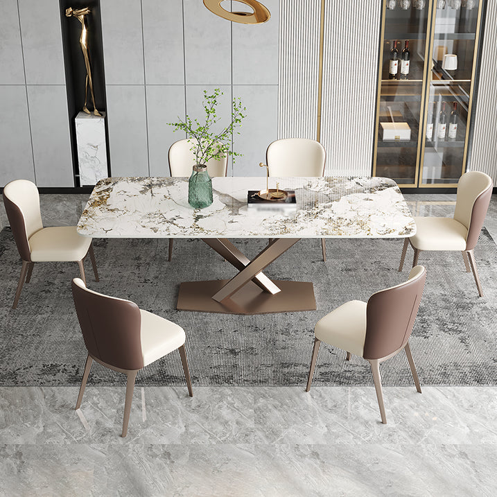 Metal Traditional Luxury Rectangle Indoor Table Sintered Stone Table with Pedestal Base Clearhalo ' dining_table' 'Dining Tables & Seating' 'Dining Tables' 'furn' 'furn_dining_table' 'Furniture' 'furniture_dining_table' 'Kitchen & Dining Furniture' 'kitchen&dining_furn' 'kitchen' 'kitchen_dining_table' 3779850