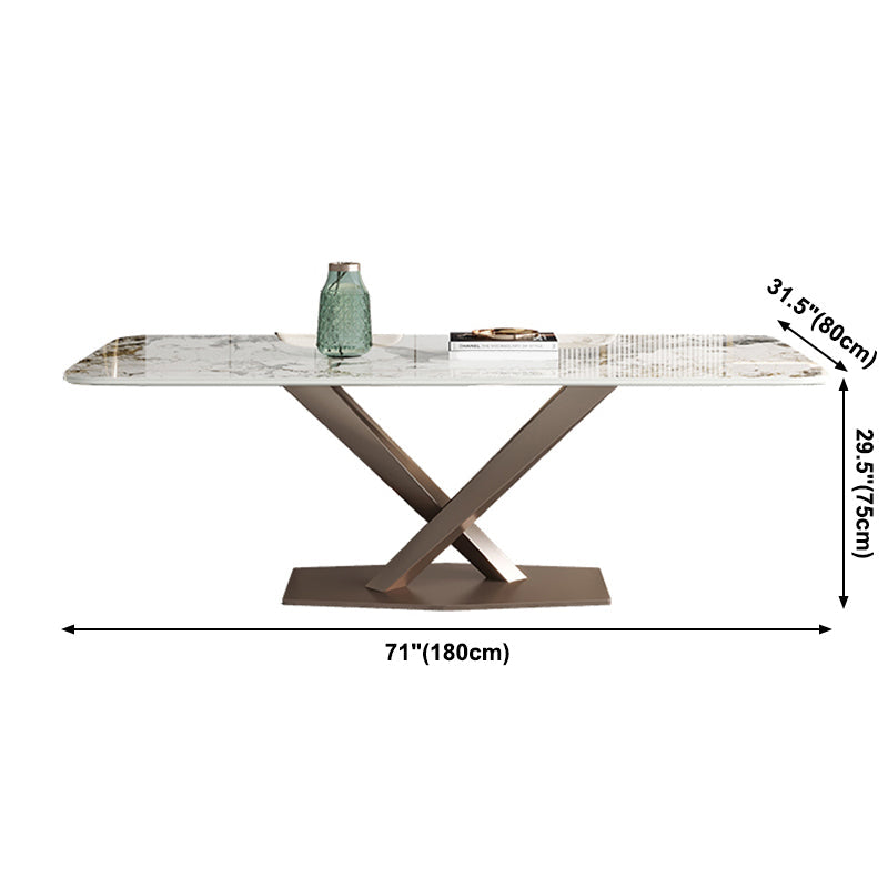 Metal Traditional Luxury Rectangle Indoor Table Sintered Stone Table with Pedestal Base Clearhalo ' dining_table' 'Dining Tables & Seating' 'Dining Tables' 'furn' 'furn_dining_table' 'Furniture' 'furniture_dining_table' 'Kitchen & Dining Furniture' 'kitchen&dining_furn' 'kitchen' 'kitchen_dining_table' 3779858