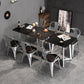 Industrial Dining Table Sintered Stone Dining Table with Black Double Pedestal Clearhalo ' dining_table' 'Dining Tables & Seating' 'Dining Tables' 'furn' 'furn_dining_table' 'Furniture' 'furniture_dining_table' 'Kitchen & Dining Furniture' 'kitchen&dining_furn' 'kitchen' 'kitchen_dining_table' 3779859