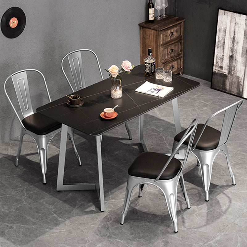 Industrial Dining Table Sintered Stone Dining Table with Black Double Pedestal Clearhalo ' dining_table' 'Dining Tables & Seating' 'Dining Tables' 'furn' 'furn_dining_table' 'Furniture' 'furniture_dining_table' 'Kitchen & Dining Furniture' 'kitchen&dining_furn' 'kitchen' 'kitchen_dining_table' 3779861