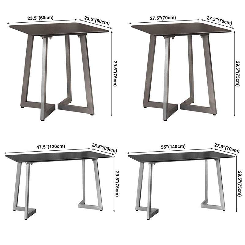 Industrial Dining Table Sintered Stone Dining Table with Black Double Pedestal Clearhalo ' dining_table' 'Dining Tables & Seating' 'Dining Tables' 'furn' 'furn_dining_table' 'Furniture' 'furniture_dining_table' 'Kitchen & Dining Furniture' 'kitchen&dining_furn' 'kitchen' 'kitchen_dining_table' 3779869