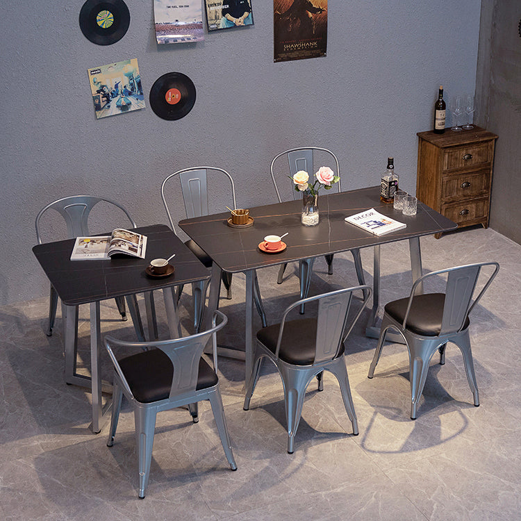 Industrial Dining Table Sintered Stone Dining Table with Black Double Pedestal Clearhalo ' dining_table' 'Dining Tables & Seating' 'Dining Tables' 'furn' 'furn_dining_table' 'Furniture' 'furniture_dining_table' 'Kitchen & Dining Furniture' 'kitchen&dining_furn' 'kitchen' 'kitchen_dining_table' 3779873