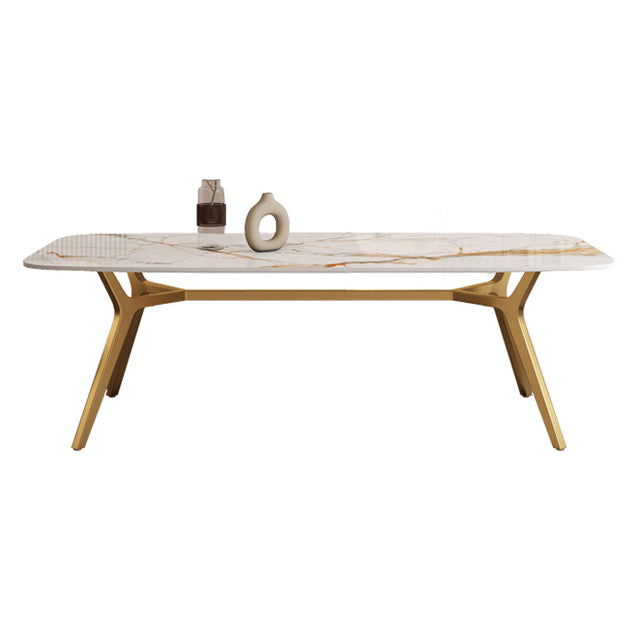 Sintered Stone Top Dining Table Rectangle Table with Metal Gold Base and 4 Legs Clearhalo ' dining_table' 'Dining Tables & Seating' 'Dining Tables' 'furn' 'furn_dining_table' 'Furniture' 'furniture_dining_table' 'Kitchen & Dining Furniture' 'kitchen&dining_furn' 'kitchen' 'kitchen_dining_table' 3779909