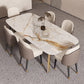 Sintered Stone Top Dining Table Rectangle Table with Metal Gold Base and 4 Legs Clearhalo ' dining_table' 'Dining Tables & Seating' 'Dining Tables' 'furn' 'furn_dining_table' 'Furniture' 'furniture_dining_table' 'Kitchen & Dining Furniture' 'kitchen&dining_furn' 'kitchen' 'kitchen_dining_table' 3779911
