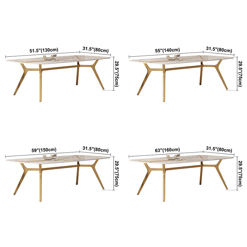 Sintered Stone Top Dining Table Rectangle Table with Metal Gold Base and 4 Legs Clearhalo ' dining_table' 'Dining Tables & Seating' 'Dining Tables' 'furn' 'furn_dining_table' 'Furniture' 'furniture_dining_table' 'Kitchen & Dining Furniture' 'kitchen&dining_furn' 'kitchen' 'kitchen_dining_table' 3779912