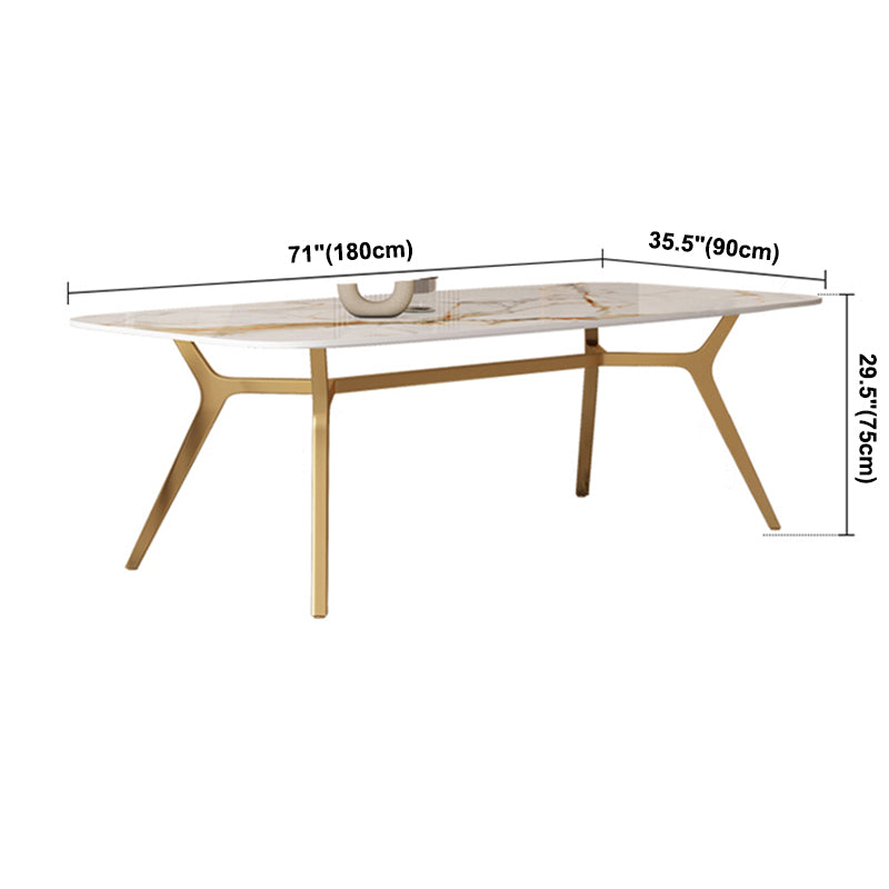 Sintered Stone Top Dining Table Rectangle Table with Metal Gold Base and 4 Legs Clearhalo ' dining_table' 'Dining Tables & Seating' 'Dining Tables' 'furn' 'furn_dining_table' 'Furniture' 'furniture_dining_table' 'Kitchen & Dining Furniture' 'kitchen&dining_furn' 'kitchen' 'kitchen_dining_table' 3779913