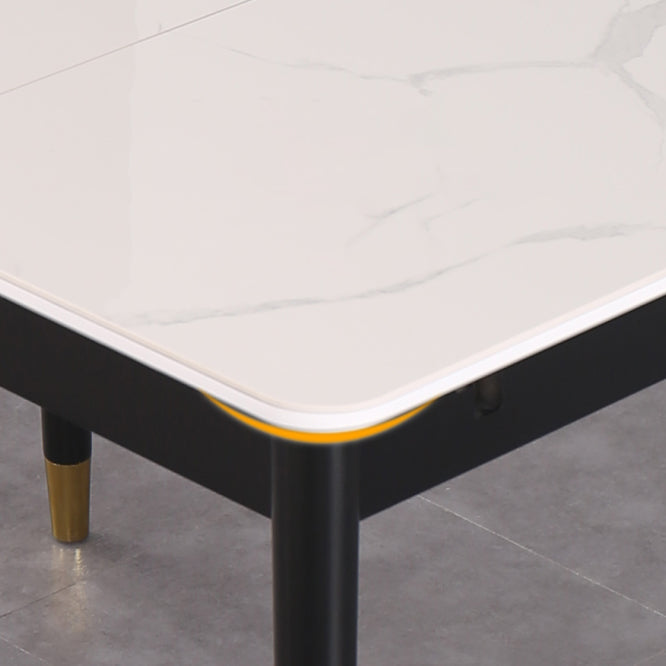Contemporary Rectangle Dining Room Table Sintered Stone Dining Table with 4 Black Legs Clearhalo ' dining_table' 'Dining Tables & Seating' 'Dining Tables' 'furn' 'furn_dining_table' 'Furniture' 'furniture_dining_table' 'Kitchen & Dining Furniture' 'kitchen&dining_furn' 'kitchen' 'kitchen_dining_table' 3779920