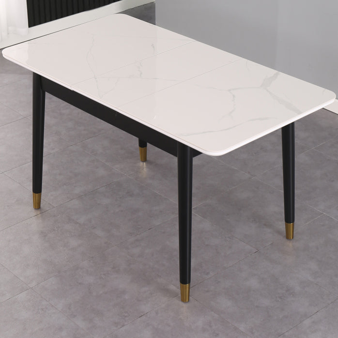 Contemporary Rectangle Dining Room Table Sintered Stone Dining Table with 4 Black Legs Clearhalo ' dining_table' 'Dining Tables & Seating' 'Dining Tables' 'furn' 'furn_dining_table' 'Furniture' 'furniture_dining_table' 'Kitchen & Dining Furniture' 'kitchen&dining_furn' 'kitchen' 'kitchen_dining_table' 3779922