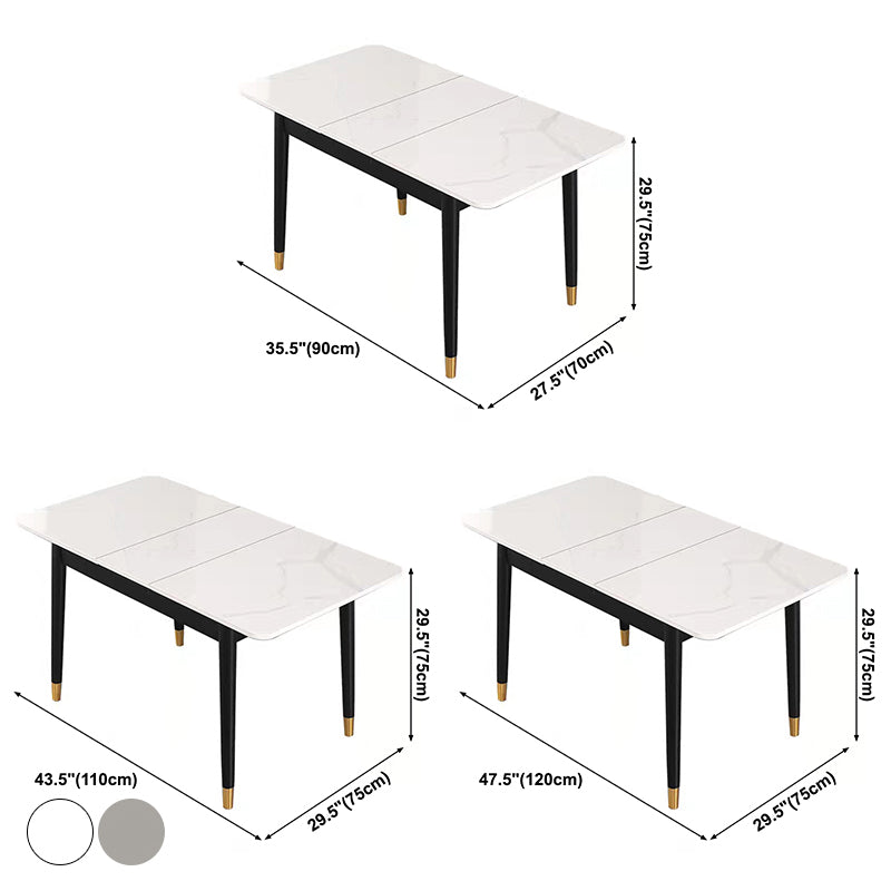 Contemporary Rectangle Dining Room Table Sintered Stone Dining Table with 4 Black Legs Clearhalo ' dining_table' 'Dining Tables & Seating' 'Dining Tables' 'furn' 'furn_dining_table' 'Furniture' 'furniture_dining_table' 'Kitchen & Dining Furniture' 'kitchen&dining_furn' 'kitchen' 'kitchen_dining_table' 3779923