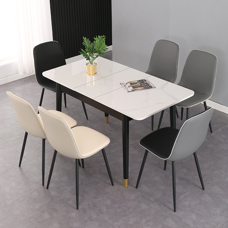 Contemporary Rectangle Dining Room Table Sintered Stone Dining Table with 4 Black Legs Clearhalo ' dining_table' 'Dining Tables & Seating' 'Dining Tables' 'furn' 'furn_dining_table' 'Furniture' 'furniture_dining_table' 'Kitchen & Dining Furniture' 'kitchen&dining_furn' 'kitchen' 'kitchen_dining_table' 3779925
