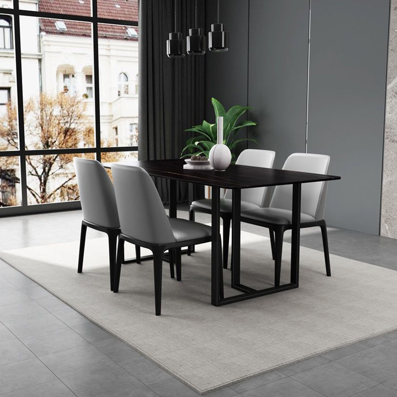 Industrial Kitchen Dining Table Sintered Stone Rectangle Dining Table with Double Pedestal Bases Clearhalo ' dining_table' 'Dining Tables & Seating' 'Dining Tables' 'furn' 'furn_dining_table' 'Furniture' 'furniture_dining_table' 'Kitchen & Dining Furniture' 'kitchen&dining_furn' 'kitchen' 'kitchen_dining_table' 3779933
