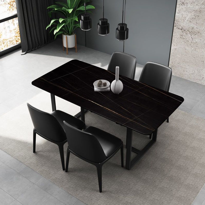 Industrial Kitchen Dining Table Sintered Stone Rectangle Dining Table with Double Pedestal Bases Clearhalo ' dining_table' 'Dining Tables & Seating' 'Dining Tables' 'furn' 'furn_dining_table' 'Furniture' 'furniture_dining_table' 'Kitchen & Dining Furniture' 'kitchen&dining_furn' 'kitchen' 'kitchen_dining_table' 3779934