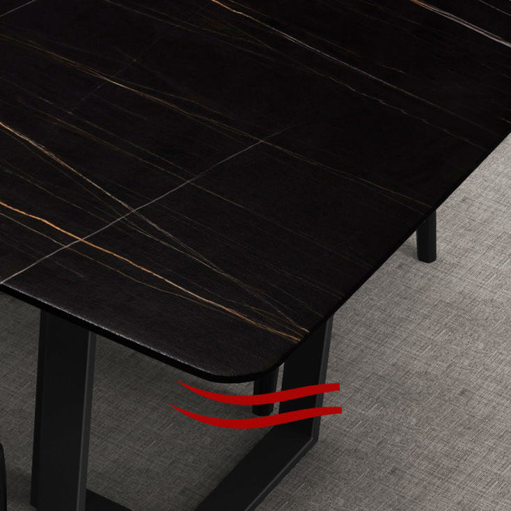 Industrial Kitchen Dining Table Sintered Stone Rectangle Dining Table with Double Pedestal Bases Clearhalo ' dining_table' 'Dining Tables & Seating' 'Dining Tables' 'furn' 'furn_dining_table' 'Furniture' 'furniture_dining_table' 'Kitchen & Dining Furniture' 'kitchen&dining_furn' 'kitchen' 'kitchen_dining_table' 3779937