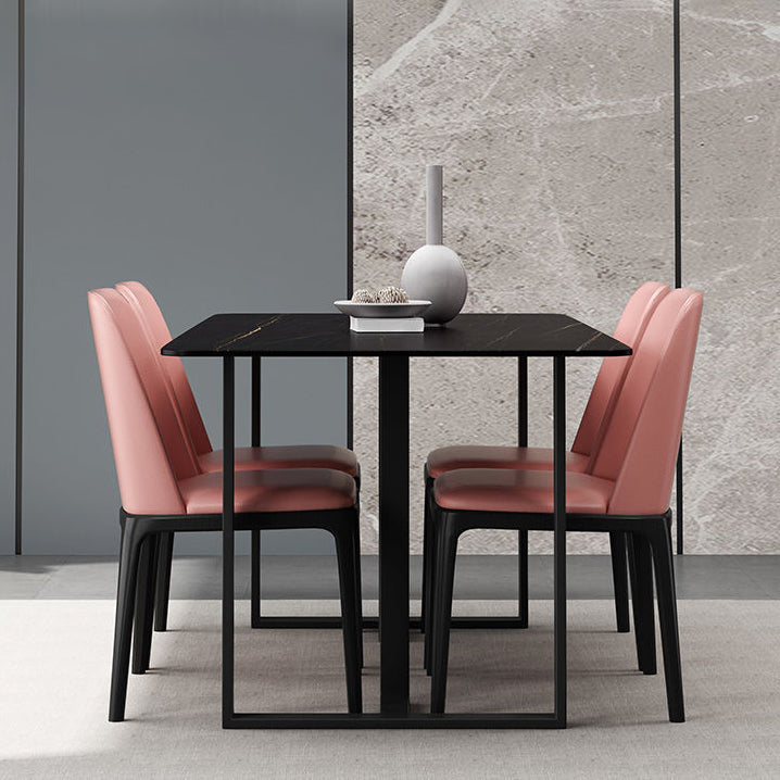 Industrial Kitchen Dining Table Sintered Stone Rectangle Dining Table with Double Pedestal Bases Clearhalo ' dining_table' 'Dining Tables & Seating' 'Dining Tables' 'furn' 'furn_dining_table' 'Furniture' 'furniture_dining_table' 'Kitchen & Dining Furniture' 'kitchen&dining_furn' 'kitchen' 'kitchen_dining_table' 3779939