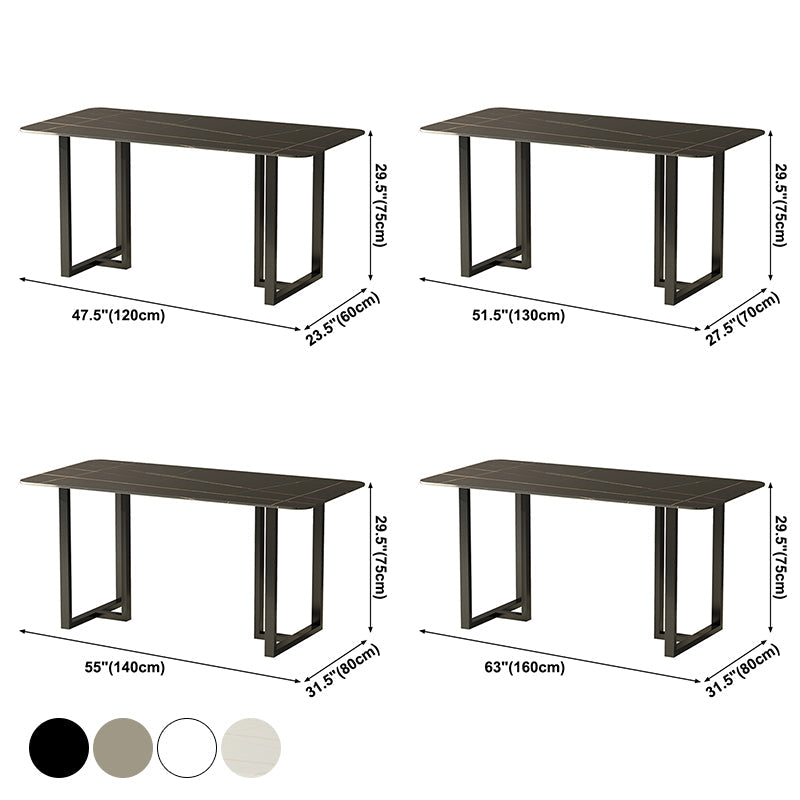 Industrial Kitchen Dining Table Sintered Stone Rectangle Dining Table with Double Pedestal Bases Clearhalo ' dining_table' 'Dining Tables & Seating' 'Dining Tables' 'furn' 'furn_dining_table' 'Furniture' 'furniture_dining_table' 'Kitchen & Dining Furniture' 'kitchen&dining_furn' 'kitchen' 'kitchen_dining_table' 3779940