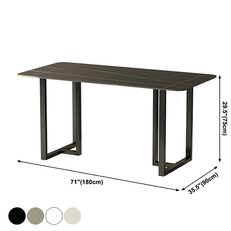 Industrial Kitchen Dining Table Sintered Stone Rectangle Dining Table with Double Pedestal Bases Clearhalo ' dining_table' 'Dining Tables & Seating' 'Dining Tables' 'furn' 'furn_dining_table' 'Furniture' 'furniture_dining_table' 'Kitchen & Dining Furniture' 'kitchen&dining_furn' 'kitchen' 'kitchen_dining_table' 3779941