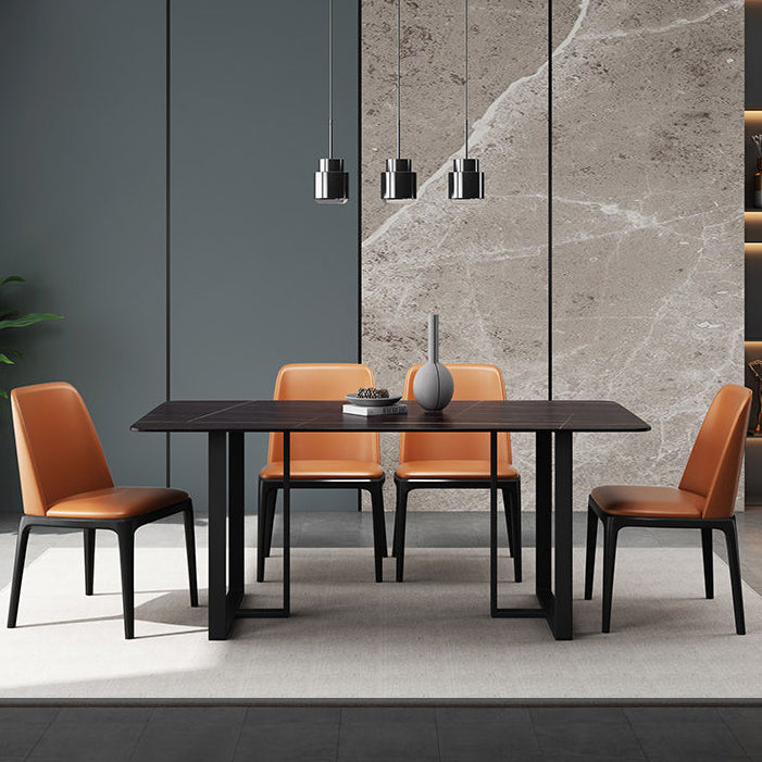 Industrial Kitchen Dining Table Sintered Stone Rectangle Dining Table with Double Pedestal Bases Clearhalo ' dining_table' 'Dining Tables & Seating' 'Dining Tables' 'furn' 'furn_dining_table' 'Furniture' 'furniture_dining_table' 'Kitchen & Dining Furniture' 'kitchen&dining_furn' 'kitchen' 'kitchen_dining_table' 3779942