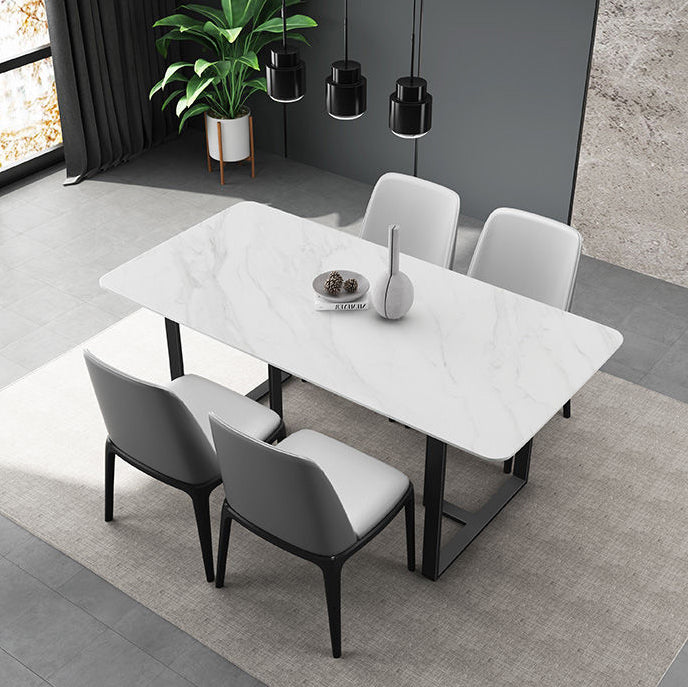 Industrial Kitchen Dining Table Sintered Stone Rectangle Dining Table with Double Pedestal Bases Clearhalo ' dining_table' 'Dining Tables & Seating' 'Dining Tables' 'furn' 'furn_dining_table' 'Furniture' 'furniture_dining_table' 'Kitchen & Dining Furniture' 'kitchen&dining_furn' 'kitchen' 'kitchen_dining_table' 3779943