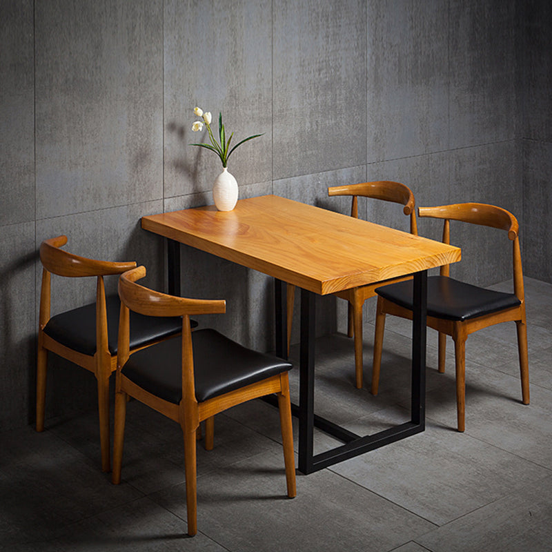 Industrial Solid Wood Dining Table Brown Trestle Dining Table for Dinning Room Clearhalo ' dining_table' 'Dining Tables & Seating' 'Dining Tables' 'furn' 'furn_dining_table' 'Furniture' 'furniture_dining_table' 'Kitchen & Dining Furniture' 'kitchen&dining_furn' 'kitchen' 'kitchen_dining_table' 3779946