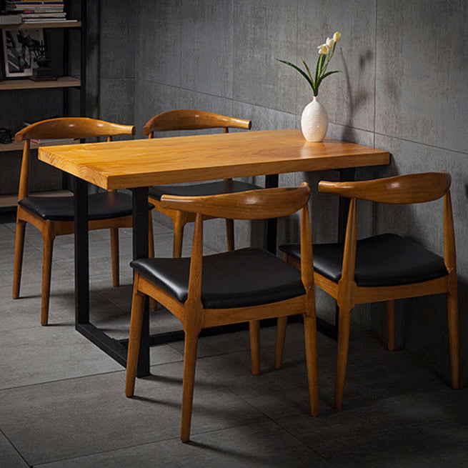 Industrial Solid Wood Dining Table Brown Trestle Dining Table for Dinning Room Clearhalo ' dining_table' 'Dining Tables & Seating' 'Dining Tables' 'furn' 'furn_dining_table' 'Furniture' 'furniture_dining_table' 'Kitchen & Dining Furniture' 'kitchen&dining_furn' 'kitchen' 'kitchen_dining_table' 3779957