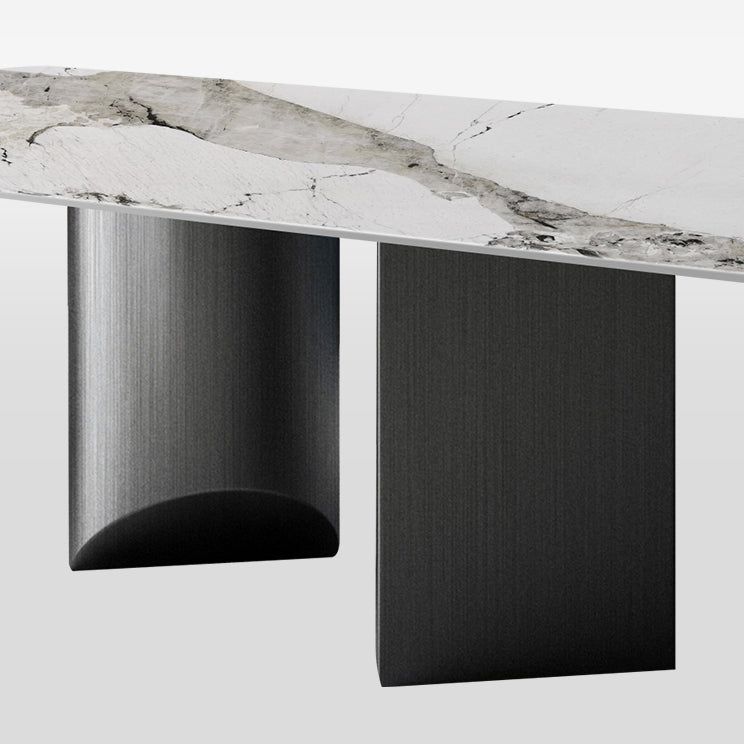 Sintered Stone Modern Rectangle Dining Table White Stone Top Dinette Table for Kitchen Clearhalo ' dining_table' 'Dining Tables & Seating' 'Dining Tables' 'furn' 'furn_dining_table' 'Furniture' 'furniture_dining_table' 'Kitchen & Dining Furniture' 'kitchen&dining_furn' 'kitchen' 'kitchen_dining_table' 3779962