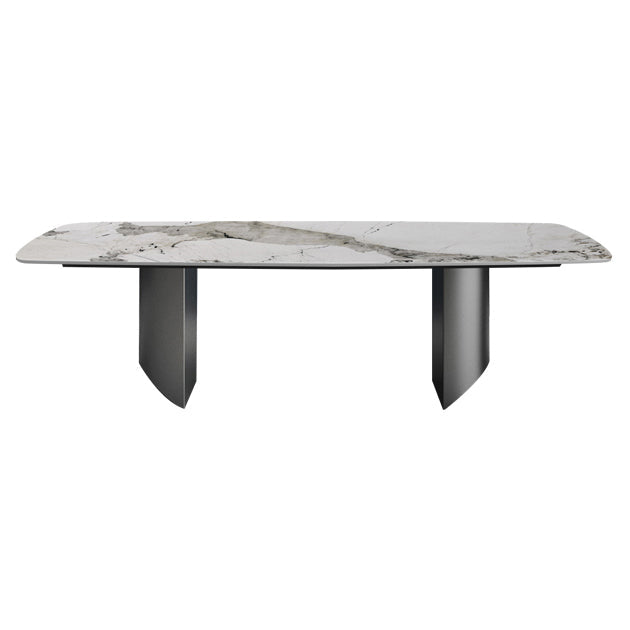 Sintered Stone Modern Rectangle Dining Table White Stone Top Dinette Table for Kitchen Without Chairs Clearhalo ' dining_table' 'Dining Tables & Seating' 'Dining Tables' 'furn' 'furn_dining_table' 'Furniture' 'furniture_dining_table' 'Kitchen & Dining Furniture' 'kitchen&dining_furn' 'kitchen' 'kitchen_dining_table' 3779963