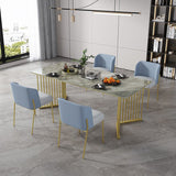 Metal Traditional Luxury Rectangle Indoor Table Sintered Stone Top Table for Kitchen and Dining Room Clearhalo ' dining_table' 'Dining Tables & Seating' 'Dining Tables' 'furn' 'furn_dining_table' 'Furniture' 'furniture_dining_table' 'Kitchen & Dining Furniture' 'kitchen&dining_furn' 'kitchen' 'kitchen_dining_table' 3779972