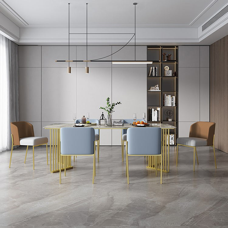 Metal Traditional Luxury Rectangle Indoor Table Sintered Stone Top Table for Kitchen and Dining Room Clearhalo ' dining_table' 'Dining Tables & Seating' 'Dining Tables' 'furn' 'furn_dining_table' 'Furniture' 'furniture_dining_table' 'Kitchen & Dining Furniture' 'kitchen&dining_furn' 'kitchen' 'kitchen_dining_table' 3779976