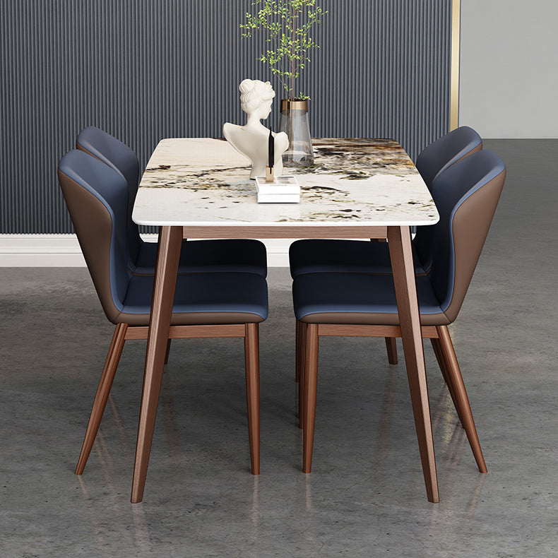 Modern Kitchen Standard Dining Table Rectangle Sintered Stone Top Dining Table with 4 Legs Base Clearhalo ' dining_table' 'Dining Tables & Seating' 'Dining Tables' 'furn' 'furn_dining_table' 'Furniture' 'furniture_dining_table' 'Kitchen & Dining Furniture' 'kitchen&dining_furn' 'kitchen' 'kitchen_dining_table' 3780010