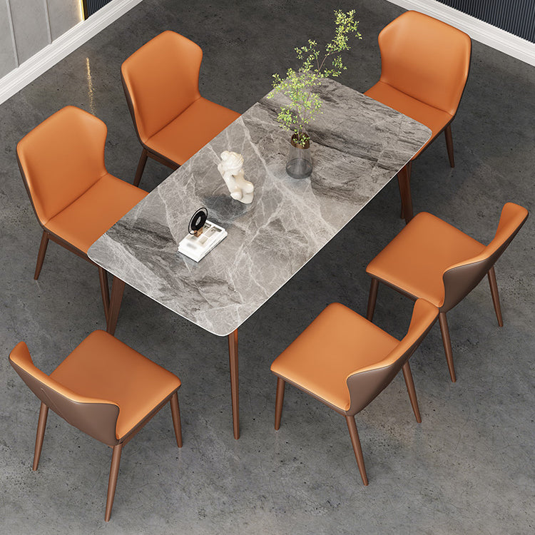 Modern Kitchen Standard Dining Table Rectangle Sintered Stone Top Dining Table with 4 Legs Base Clearhalo ' dining_table' 'Dining Tables & Seating' 'Dining Tables' 'furn' 'furn_dining_table' 'Furniture' 'furniture_dining_table' 'Kitchen & Dining Furniture' 'kitchen&dining_furn' 'kitchen' 'kitchen_dining_table' 3780011