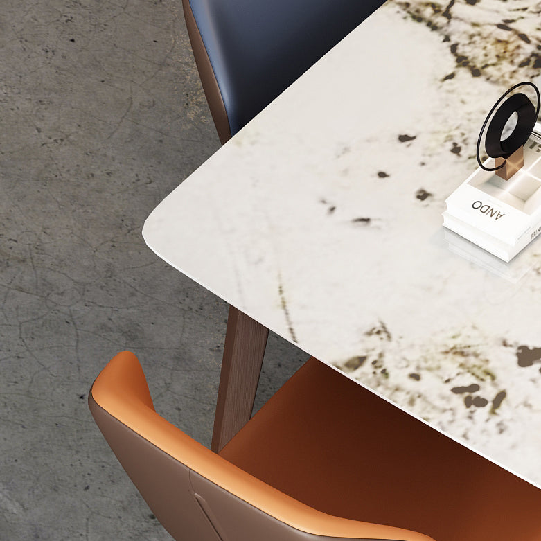 Modern Kitchen Standard Dining Table Rectangle Sintered Stone Top Dining Table with 4 Legs Base Clearhalo ' dining_table' 'Dining Tables & Seating' 'Dining Tables' 'furn' 'furn_dining_table' 'Furniture' 'furniture_dining_table' 'Kitchen & Dining Furniture' 'kitchen&dining_furn' 'kitchen' 'kitchen_dining_table' 3780016