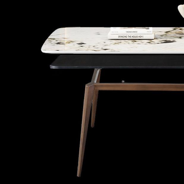 Modern Kitchen Standard Dining Table Rectangle Sintered Stone Top Dining Table with 4 Legs Base Clearhalo ' dining_table' 'Dining Tables & Seating' 'Dining Tables' 'furn' 'furn_dining_table' 'Furniture' 'furniture_dining_table' 'Kitchen & Dining Furniture' 'kitchen&dining_furn' 'kitchen' 'kitchen_dining_table' 3780017