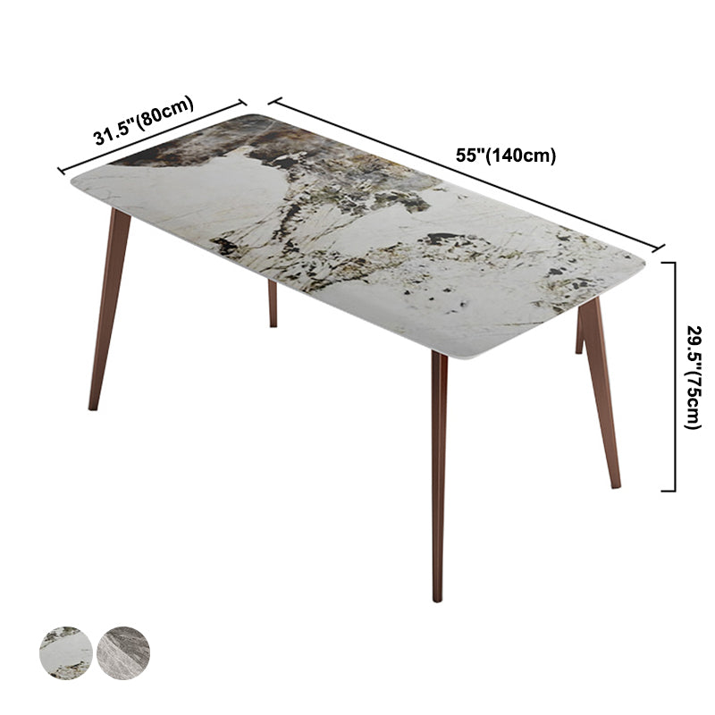 Modern Kitchen Standard Dining Table Rectangle Sintered Stone Top Dining Table with 4 Legs Base Clearhalo ' dining_table' 'Dining Tables & Seating' 'Dining Tables' 'furn' 'furn_dining_table' 'Furniture' 'furniture_dining_table' 'Kitchen & Dining Furniture' 'kitchen&dining_furn' 'kitchen' 'kitchen_dining_table' 3780018