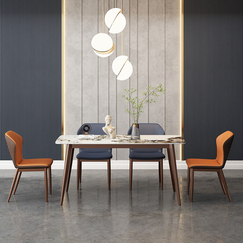 Modern Kitchen Standard Dining Table Rectangle Sintered Stone Top Dining Table with 4 Legs Base Clearhalo ' dining_table' 'Dining Tables & Seating' 'Dining Tables' 'furn' 'furn_dining_table' 'Furniture' 'furniture_dining_table' 'Kitchen & Dining Furniture' 'kitchen&dining_furn' 'kitchen' 'kitchen_dining_table' 3780019