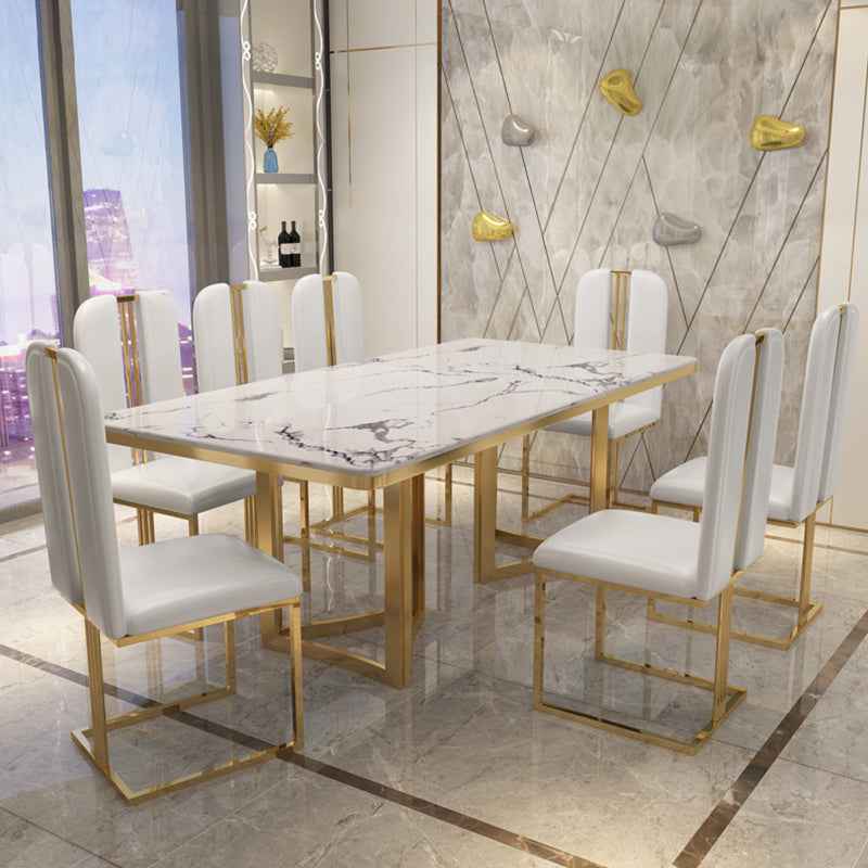 Metal Traditional Luxury Rectangle Indoor Table Sintered Stone Top Table for Dining Room Clearhalo ' dining_table' 'Dining Tables & Seating' 'Dining Tables' 'furn' 'furn_dining_table' 'Furniture' 'furniture_dining_table' 'Kitchen & Dining Furniture' 'kitchen&dining_furn' 'kitchen' 'kitchen_dining_table' 3780046