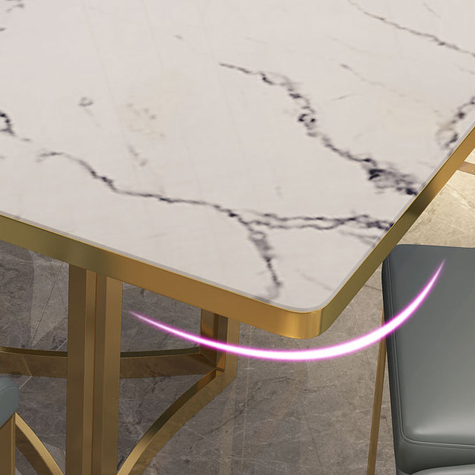 Metal Traditional Luxury Rectangle Indoor Table Sintered Stone Top Table for Dining Room Clearhalo ' dining_table' 'Dining Tables & Seating' 'Dining Tables' 'furn' 'furn_dining_table' 'Furniture' 'furniture_dining_table' 'Kitchen & Dining Furniture' 'kitchen&dining_furn' 'kitchen' 'kitchen_dining_table' 3780052