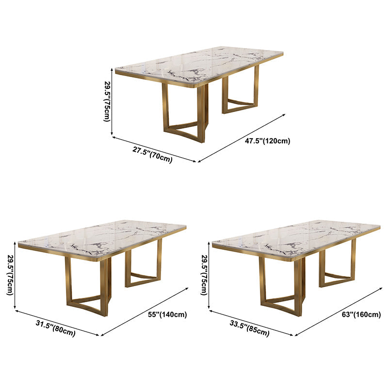 Metal Traditional Luxury Rectangle Indoor Table Sintered Stone Top Table for Dining Room Clearhalo ' dining_table' 'Dining Tables & Seating' 'Dining Tables' 'furn' 'furn_dining_table' 'Furniture' 'furniture_dining_table' 'Kitchen & Dining Furniture' 'kitchen&dining_furn' 'kitchen' 'kitchen_dining_table' 3780055