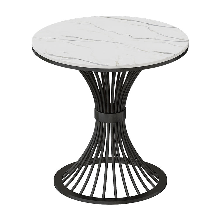 Traditional Luxury Round Dining Table White Sintered Stone Dining Table with Pedestal Base Black Without Chairs Clearhalo ' dining_table' 'Dining Tables & Seating' 'Dining Tables' 'furn' 'furn_dining_table' 'Furniture' 'furniture_dining_table' 'Kitchen & Dining Furniture' 'kitchen&dining_furn' 'kitchen' 'kitchen_dining_table' 3780068