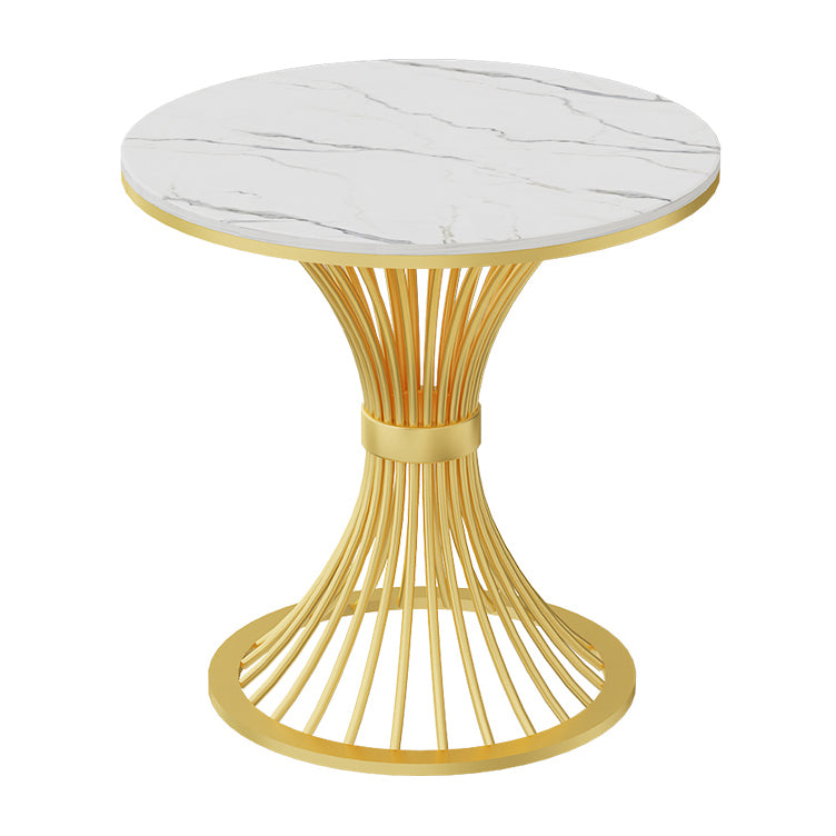 Traditional Luxury Round Dining Table White Sintered Stone Dining Table with Pedestal Base Gold Without Chairs Clearhalo ' dining_table' 'Dining Tables & Seating' 'Dining Tables' 'furn' 'furn_dining_table' 'Furniture' 'furniture_dining_table' 'Kitchen & Dining Furniture' 'kitchen&dining_furn' 'kitchen' 'kitchen_dining_table' 3780072