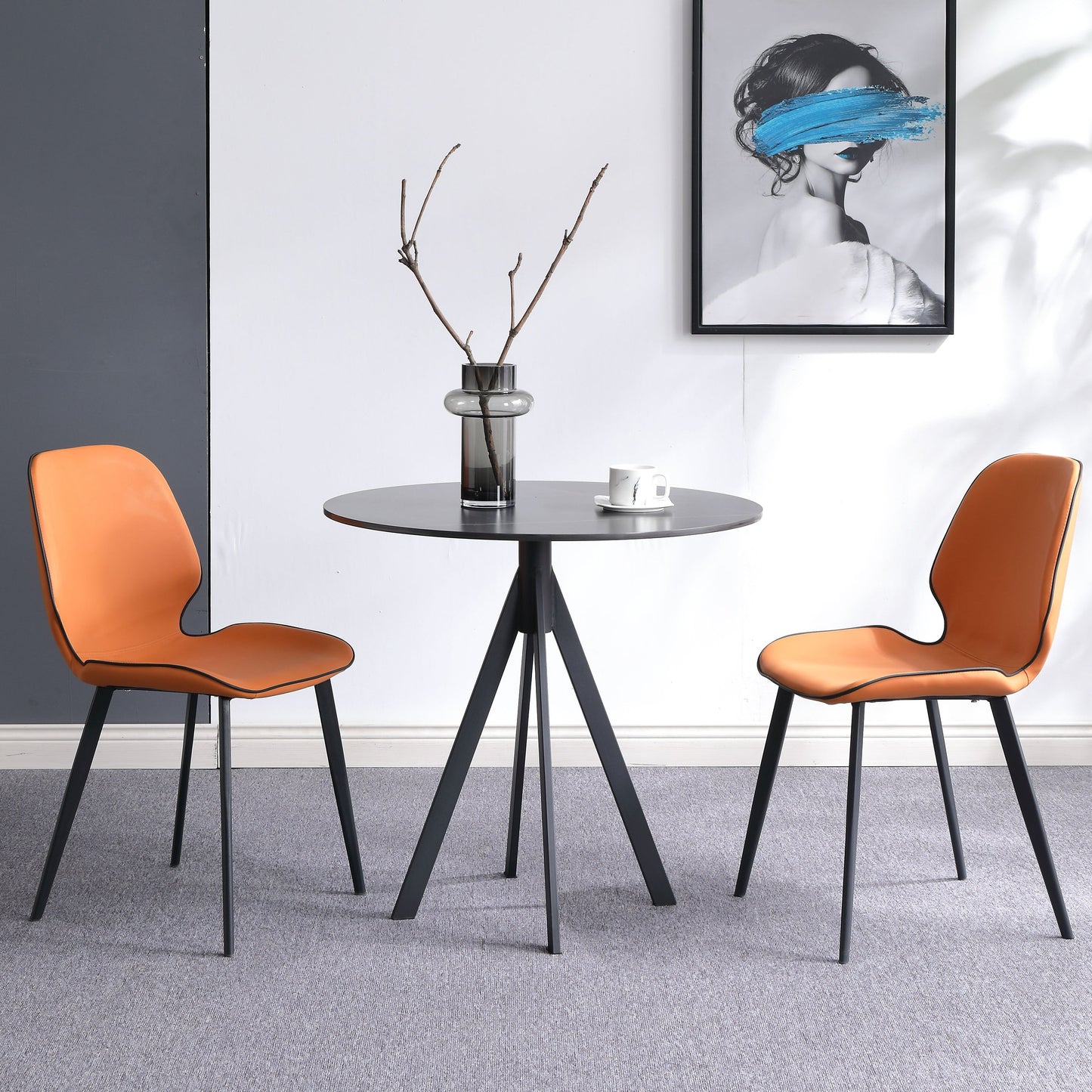 Round Sintered Stone Two-Color Dining Table Simplicity 4 Legs Table for Dining Room Clearhalo ' dining_table' 'Dining Tables & Seating' 'Dining Tables' 'furn' 'furn_dining_table' 'Furniture' 'furniture_dining_table' 'Kitchen & Dining Furniture' 'kitchen&dining_furn' 'kitchen' 'kitchen_dining_table' 3780080