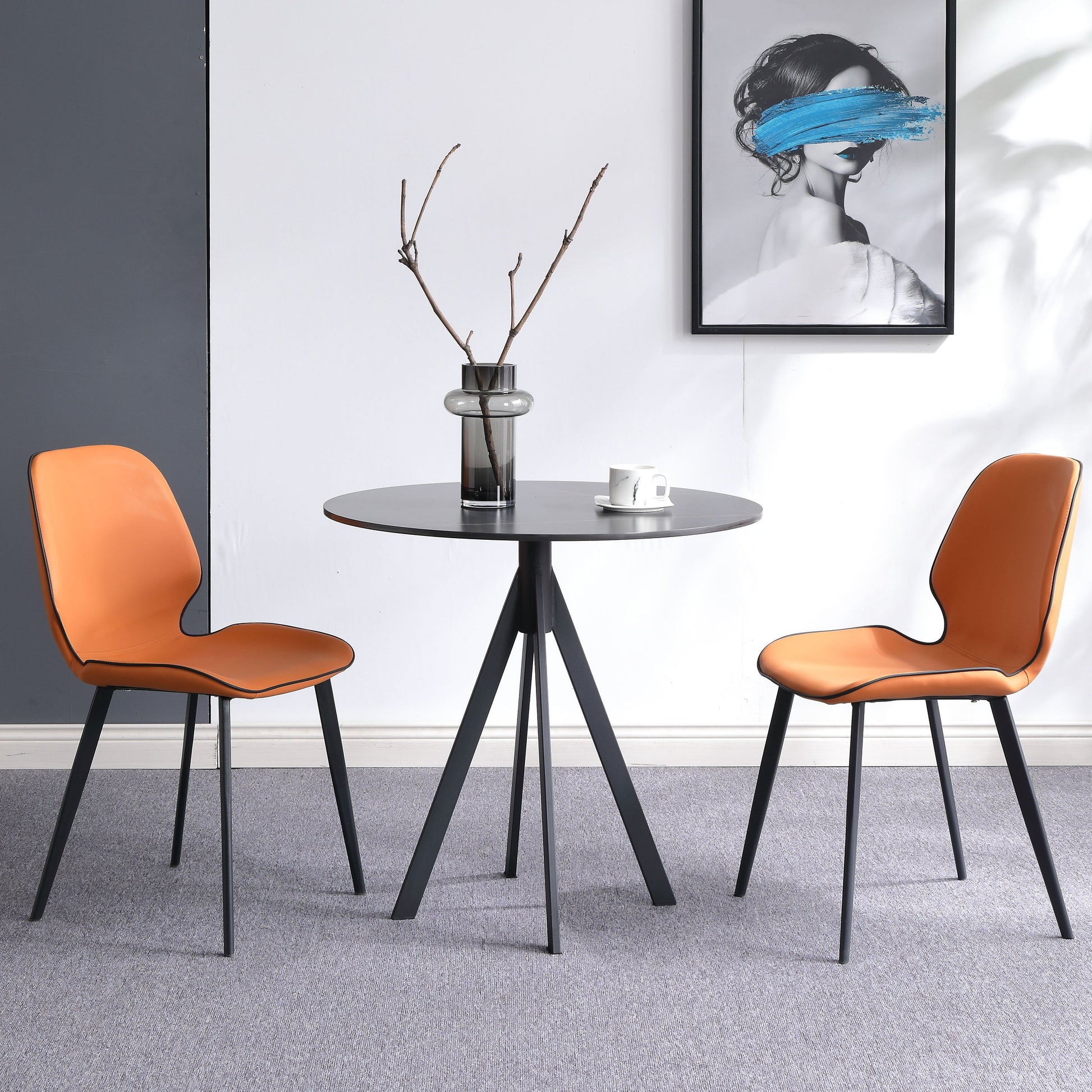 Round Sintered Stone Two-Color Dining Table Simplicity 4 Legs Table for Dining Room Clearhalo ' dining_table' 'Dining Tables & Seating' 'Dining Tables' 'furn' 'furn_dining_table' 'Furniture' 'furniture_dining_table' 'Kitchen & Dining Furniture' 'kitchen&dining_furn' 'kitchen' 'kitchen_dining_table' 3780080