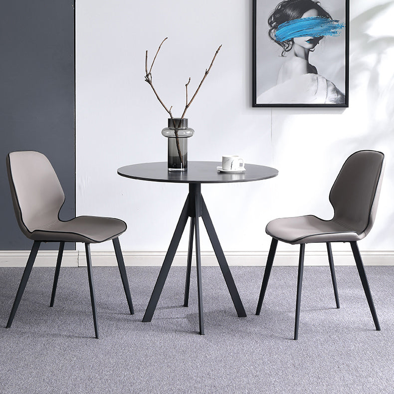 Round Sintered Stone Two-Color Dining Table Simplicity 4 Legs Table for Dining Room Clearhalo ' dining_table' 'Dining Tables & Seating' 'Dining Tables' 'furn' 'furn_dining_table' 'Furniture' 'furniture_dining_table' 'Kitchen & Dining Furniture' 'kitchen&dining_furn' 'kitchen' 'kitchen_dining_table' 3780082