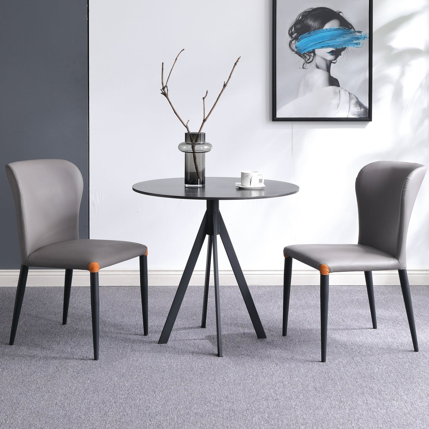 Round Sintered Stone Two-Color Dining Table Simplicity 4 Legs Table for Dining Room Clearhalo ' dining_table' 'Dining Tables & Seating' 'Dining Tables' 'furn' 'furn_dining_table' 'Furniture' 'furniture_dining_table' 'Kitchen & Dining Furniture' 'kitchen&dining_furn' 'kitchen' 'kitchen_dining_table' 3780083