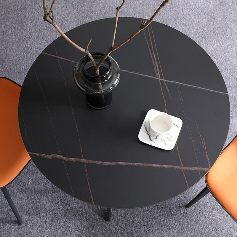 Round Sintered Stone Two-Color Dining Table Simplicity 4 Legs Table for Dining Room Clearhalo ' dining_table' 'Dining Tables & Seating' 'Dining Tables' 'furn' 'furn_dining_table' 'Furniture' 'furniture_dining_table' 'Kitchen & Dining Furniture' 'kitchen&dining_furn' 'kitchen' 'kitchen_dining_table' 3780084