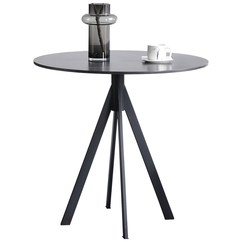 Round Sintered Stone Two-Color Dining Table Simplicity 4 Legs Table for Dining Room Black Without Chairs Clearhalo ' dining_table' 'Dining Tables & Seating' 'Dining Tables' 'furn' 'furn_dining_table' 'Furniture' 'furniture_dining_table' 'Kitchen & Dining Furniture' 'kitchen&dining_furn' 'kitchen' 'kitchen_dining_table' 3780085