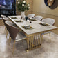Glam Standard Kitchen Dining Table White Sintered Stone Dining Table with Trestle Base Clearhalo ' dining_table' 'Dining Tables & Seating' 'Dining Tables' 'furn' 'furn_dining_table' 'Furniture' 'furniture_dining_table' 'Kitchen & Dining Furniture' 'kitchen&dining_furn' 'kitchen' 'kitchen_dining_table' 3780092