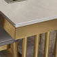 Glam Standard Kitchen Dining Table White Sintered Stone Dining Table with Trestle Base Clearhalo ' dining_table' 'Dining Tables & Seating' 'Dining Tables' 'furn' 'furn_dining_table' 'Furniture' 'furniture_dining_table' 'Kitchen & Dining Furniture' 'kitchen&dining_furn' 'kitchen' 'kitchen_dining_table' 3780098