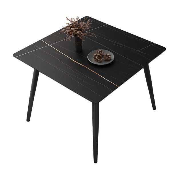 Square Four-Color Dining Table Sintered Stone Table Industrial with 4 Legs Black Without Chairs Clearhalo ' dining_table' 'Dining Tables & Seating' 'Dining Tables' 'furn' 'furn_dining_table' 'Furniture' 'furniture_dining_table' 'Kitchen & Dining Furniture' 'kitchen&dining_furn' 'kitchen' 'kitchen_dining_table' 3780115