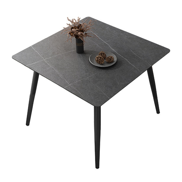 Square Four-Color Dining Table Sintered Stone Table Industrial with 4 Legs Gray Without Chairs Clearhalo ' dining_table' 'Dining Tables & Seating' 'Dining Tables' 'furn' 'furn_dining_table' 'Furniture' 'furniture_dining_table' 'Kitchen & Dining Furniture' 'kitchen&dining_furn' 'kitchen' 'kitchen_dining_table' 3780116